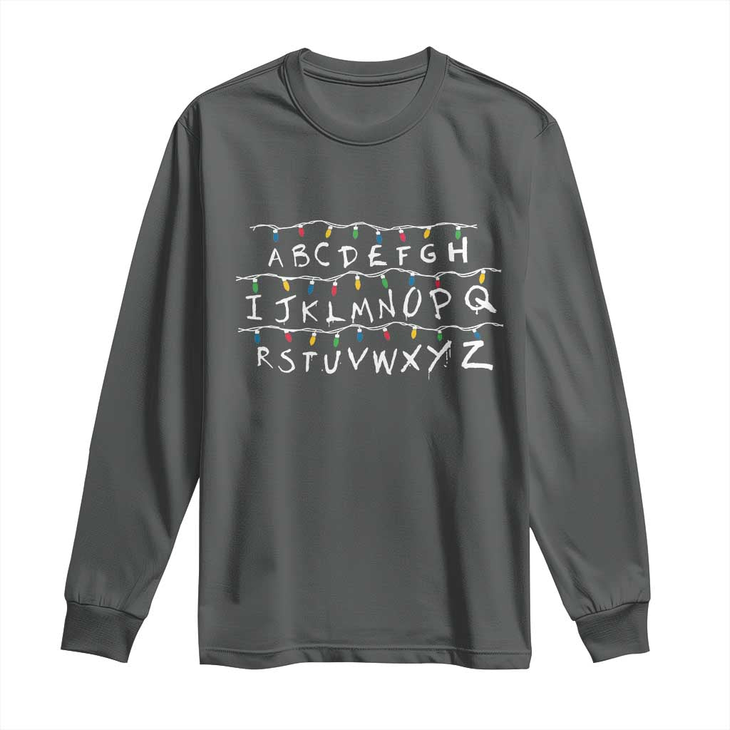 Funny Stranger Christmas Long Sleeve Shirt Alphabet Xmas Lights Movie - Wonder Print Shop