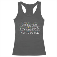 Funny Stranger Christmas Racerback Tank Top Alphabet Xmas Lights Movie - Wonder Print Shop
