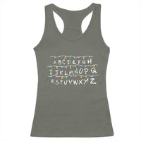 Funny Stranger Christmas Racerback Tank Top Alphabet Xmas Lights Movie - Wonder Print Shop