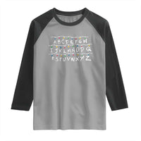 Funny Stranger Christmas Raglan Shirt Alphabet Xmas Lights Movie - Wonder Print Shop
