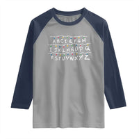 Funny Stranger Christmas Raglan Shirt Alphabet Xmas Lights Movie - Wonder Print Shop