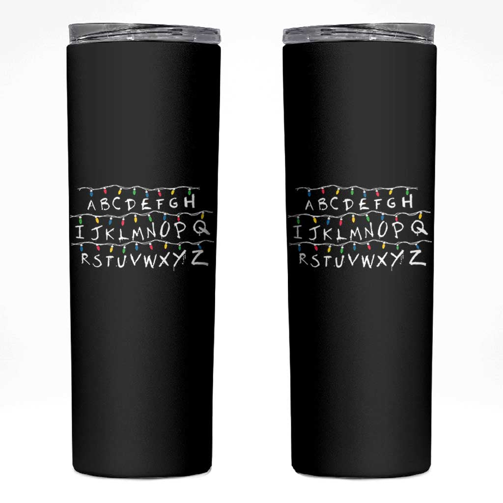 Funny Stranger Christmas Skinny Tumbler Alphabet Xmas Lights Movie - Wonder Print Shop