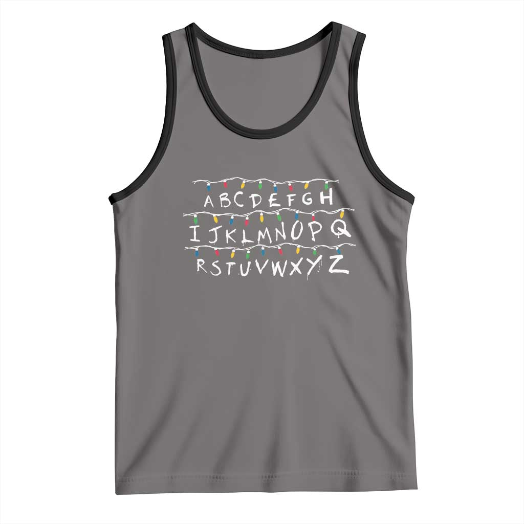 Funny Stranger Christmas Tank Top Alphabet Xmas Lights Movie - Wonder Print Shop