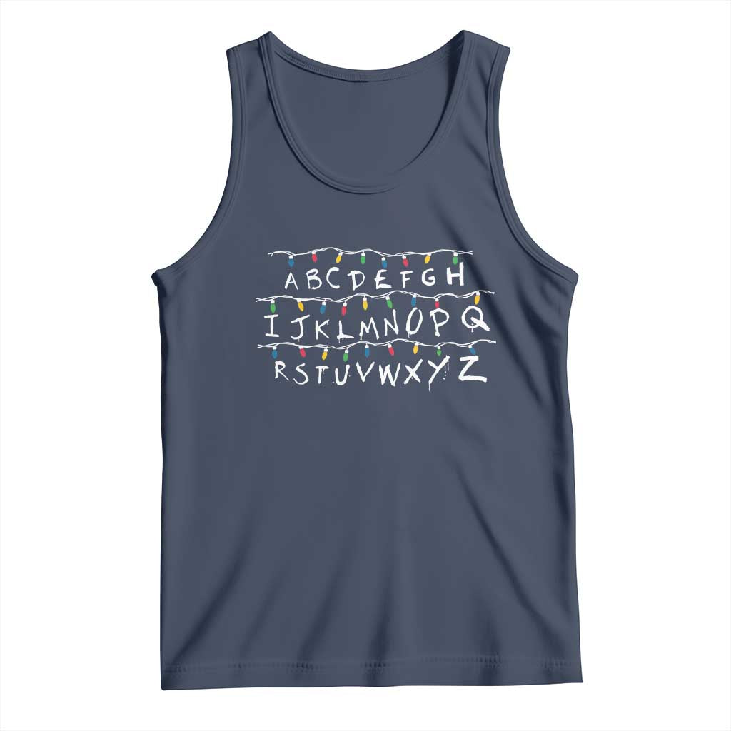 Funny Stranger Christmas Tank Top Alphabet Xmas Lights Movie - Wonder Print Shop