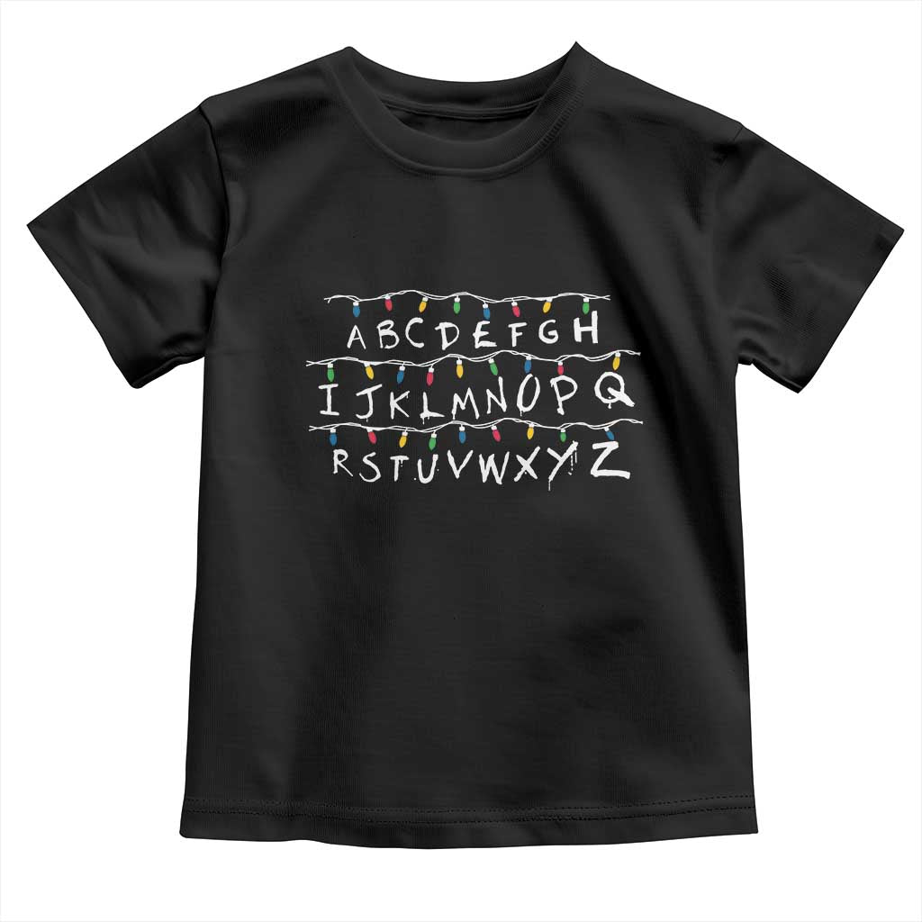 Funny Stranger Christmas Toddler T Shirt Alphabet Xmas Lights Movie - Wonder Print Shop