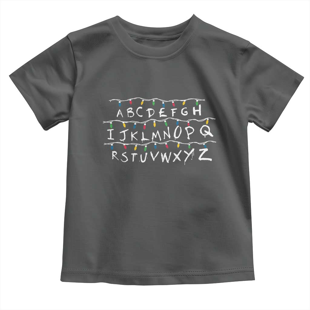 Funny Stranger Christmas Toddler T Shirt Alphabet Xmas Lights Movie - Wonder Print Shop