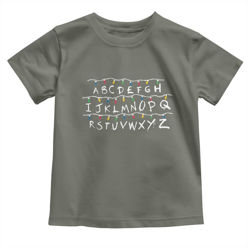 Funny Stranger Christmas Toddler T Shirt Alphabet Xmas Lights Movie - Wonder Print Shop
