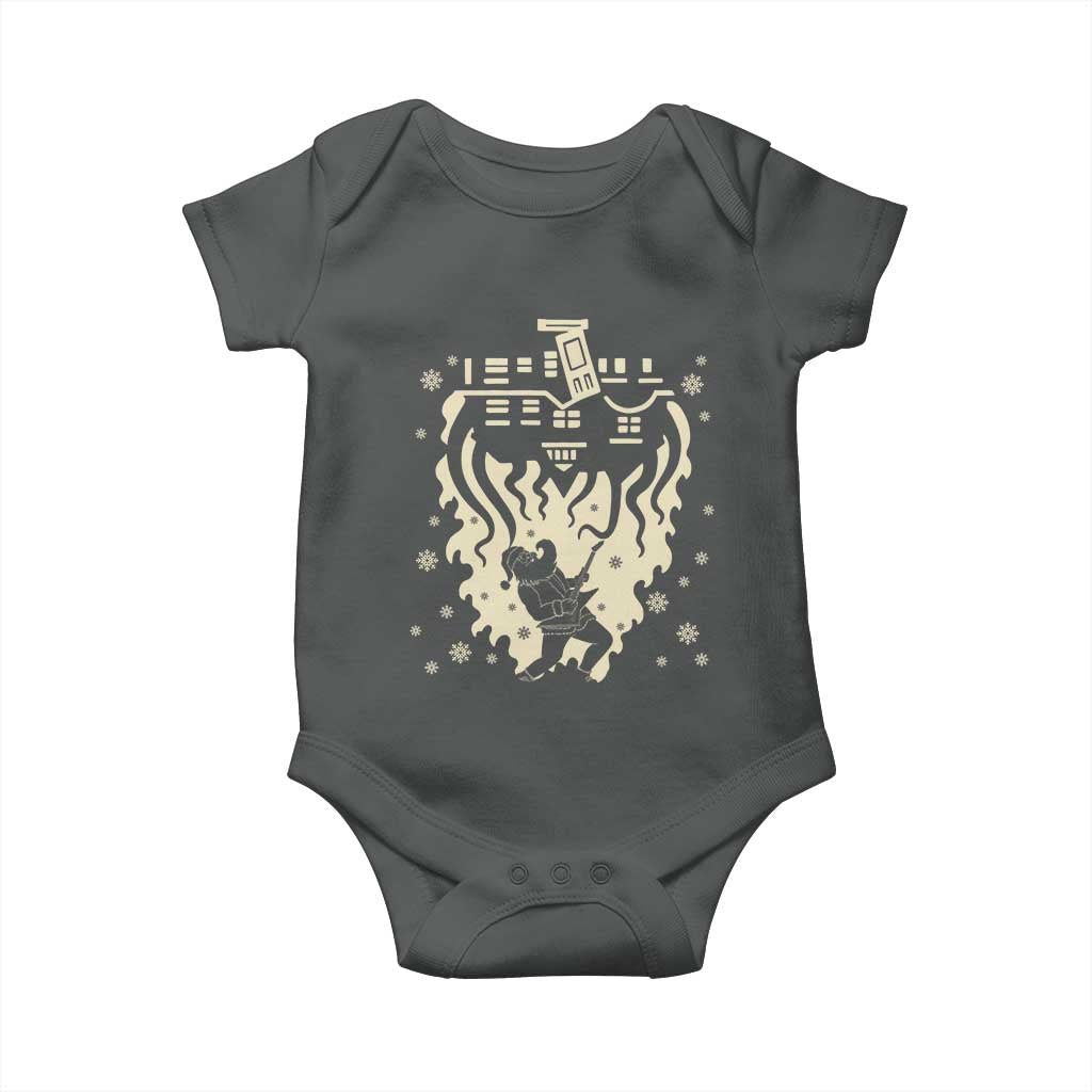 Funny Stranger Christmas Baby Onesie Heavy Metal Santa Upside Down - Wonder Print Shop