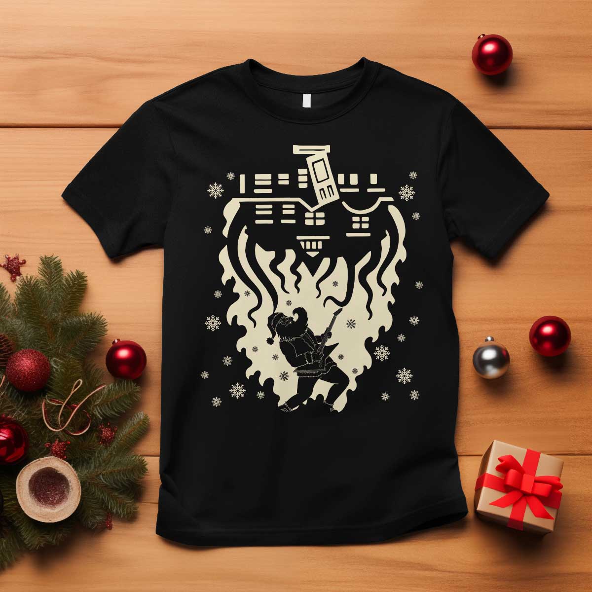 Funny Stranger Christmas T Shirt Heavy Metal Santa Upside Down - Wonder Print Shop
