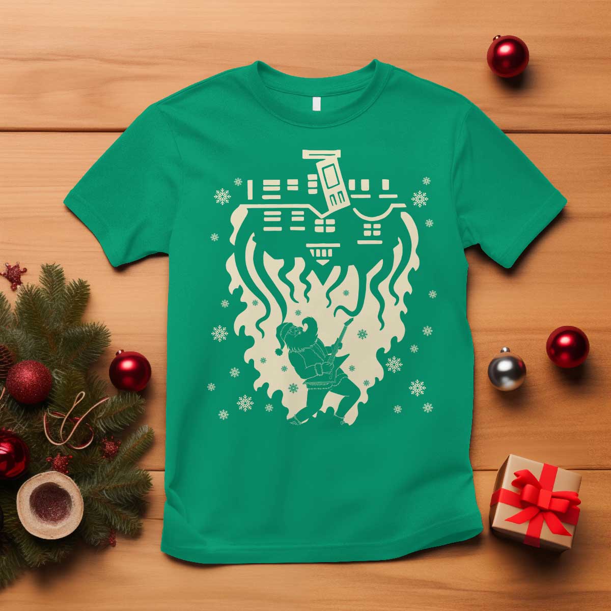 Funny Stranger Christmas T Shirt Heavy Metal Santa Upside Down - Wonder Print Shop