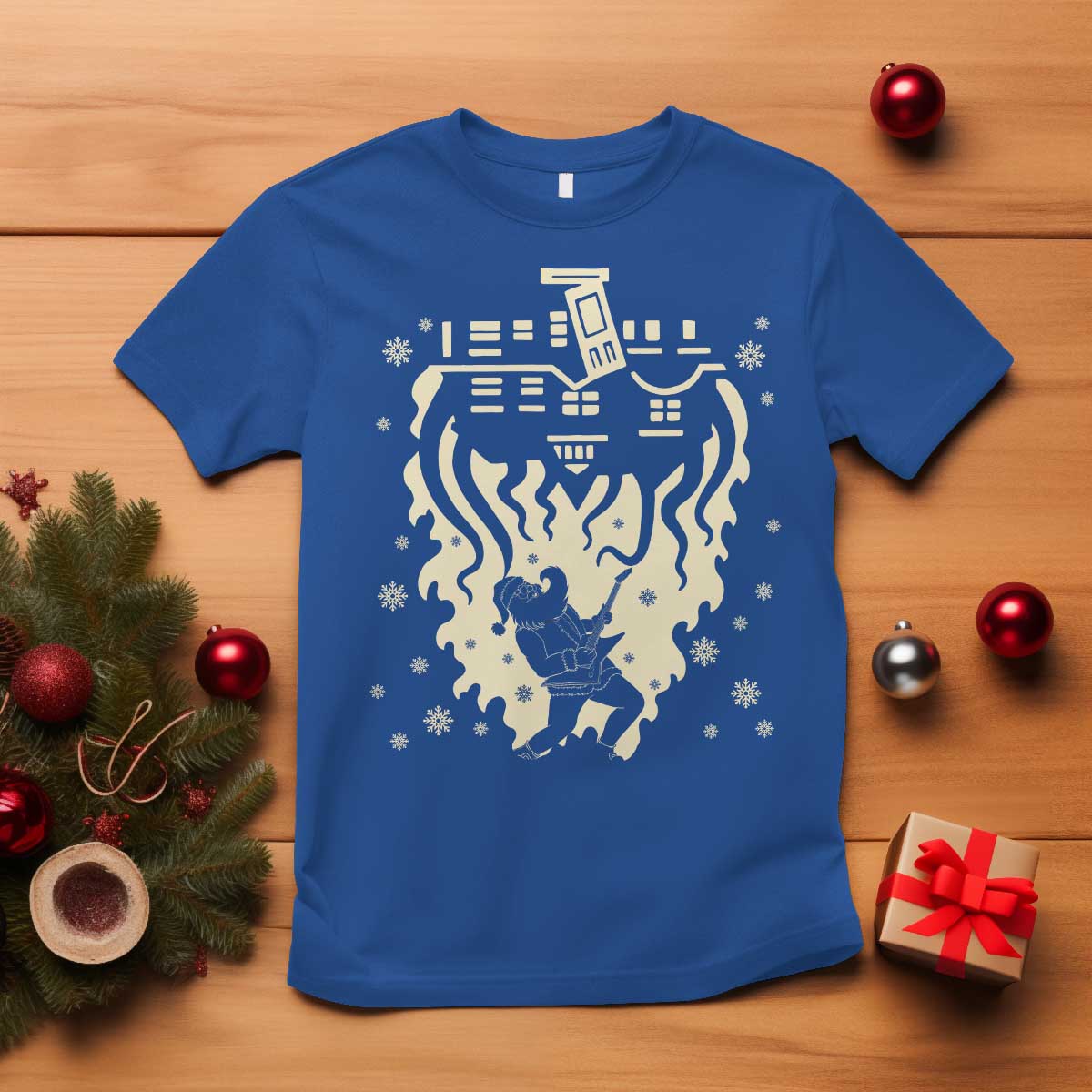 Funny Stranger Christmas T Shirt Heavy Metal Santa Upside Down - Wonder Print Shop