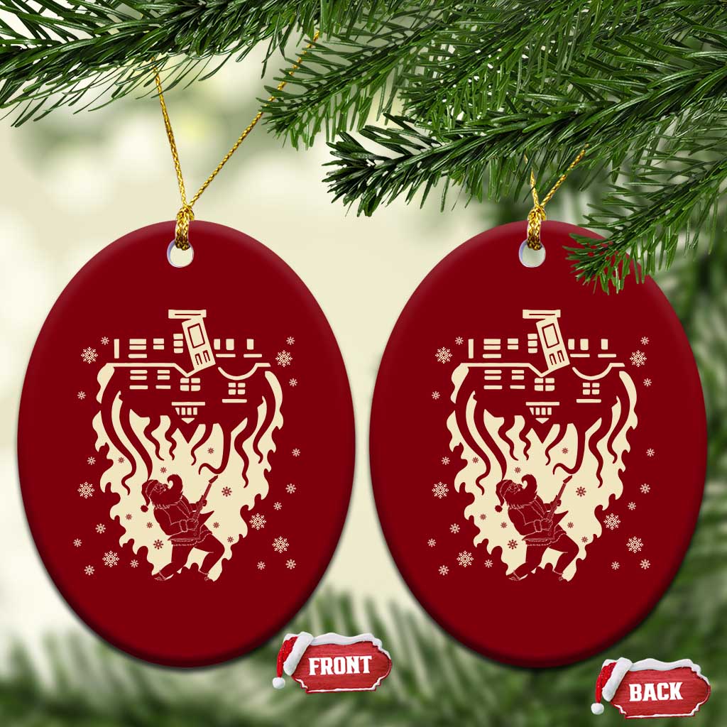 Funny Stranger Christmas Ceramic Ornament Heavy Metal Santa Upside Down - Wonder Print Shop