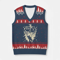 Funny Stranger Xmas V-Neck Knit Sweater Vest Heavy Metal Santa Upside Down - Wonder Print Shop