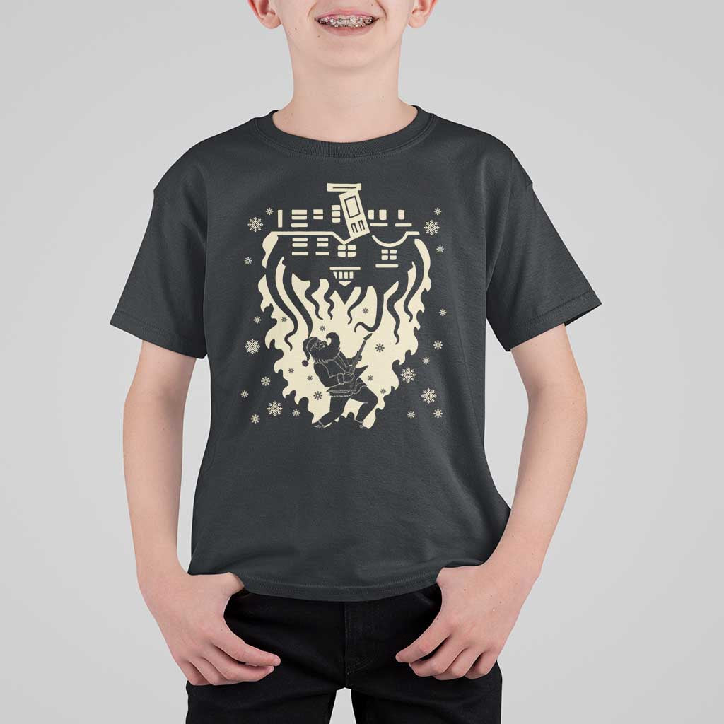 Funny Stranger Christmas T Shirt For Kid Heavy Metal Santa Upside Down - Wonder Print Shop