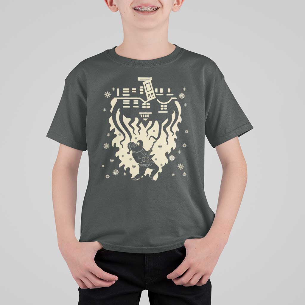 Funny Stranger Christmas T Shirt For Kid Heavy Metal Santa Upside Down - Wonder Print Shop