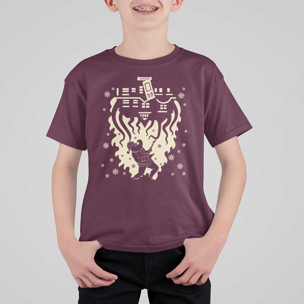 Funny Stranger Christmas T Shirt For Kid Heavy Metal Santa Upside Down - Wonder Print Shop