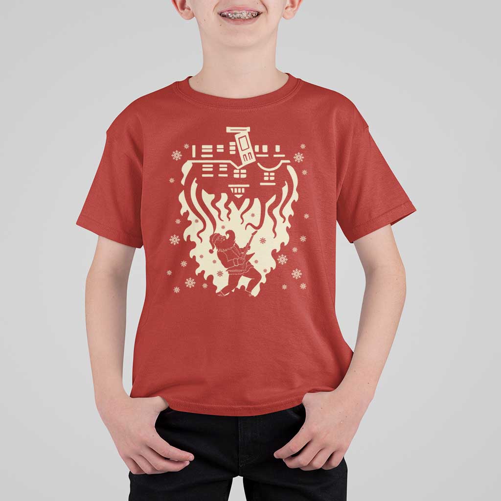 Funny Stranger Christmas T Shirt For Kid Heavy Metal Santa Upside Down - Wonder Print Shop