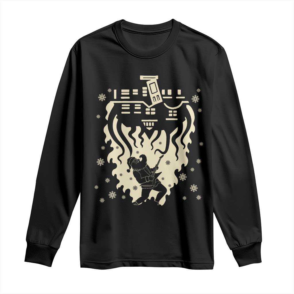 Funny Stranger Christmas Long Sleeve Shirt Heavy Metal Santa Upside Down - Wonder Print Shop