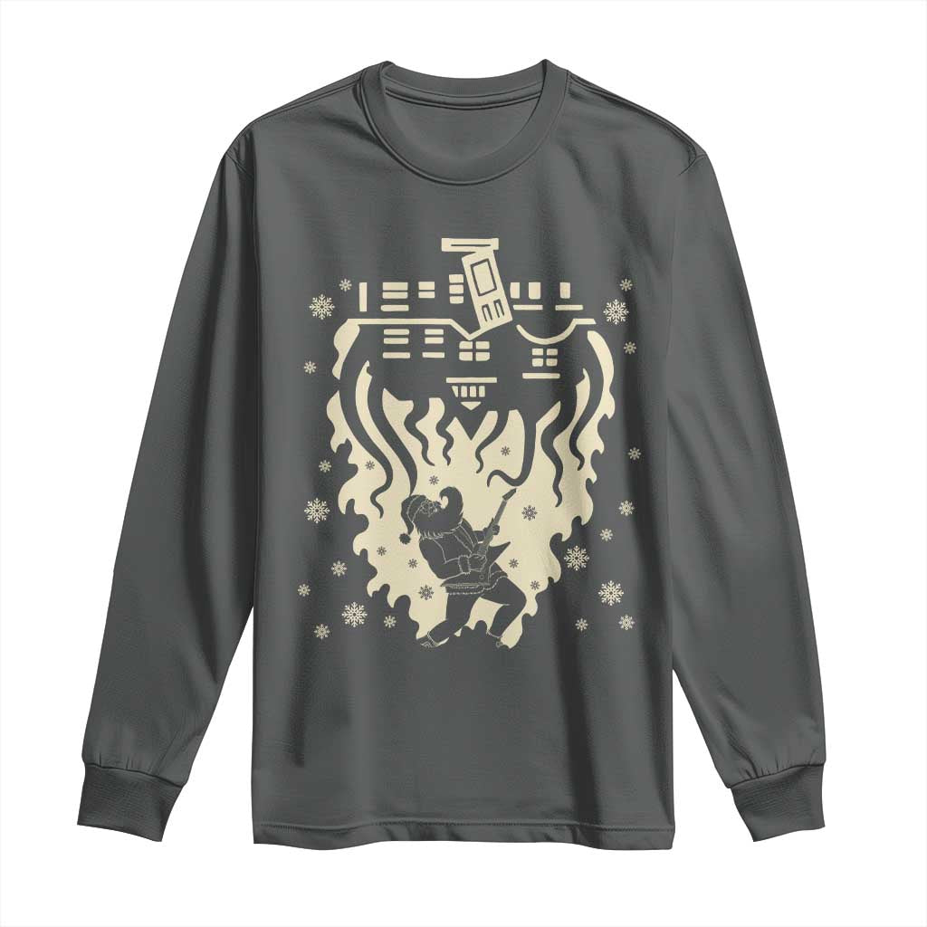Funny Stranger Christmas Long Sleeve Shirt Heavy Metal Santa Upside Down - Wonder Print Shop