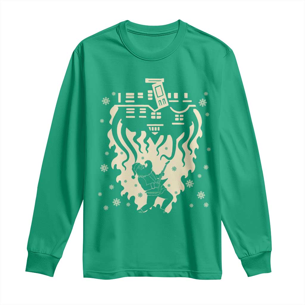 Funny Stranger Christmas Long Sleeve Shirt Heavy Metal Santa Upside Down - Wonder Print Shop