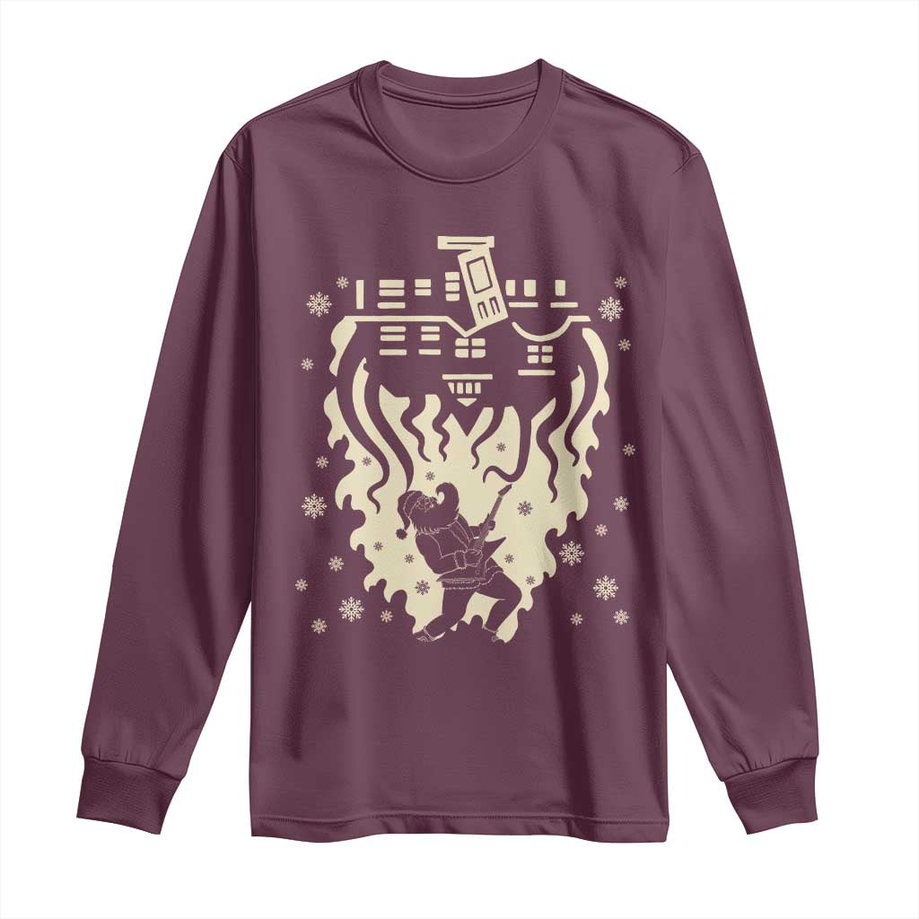 Funny Stranger Christmas Long Sleeve Shirt Heavy Metal Santa Upside Down - Wonder Print Shop