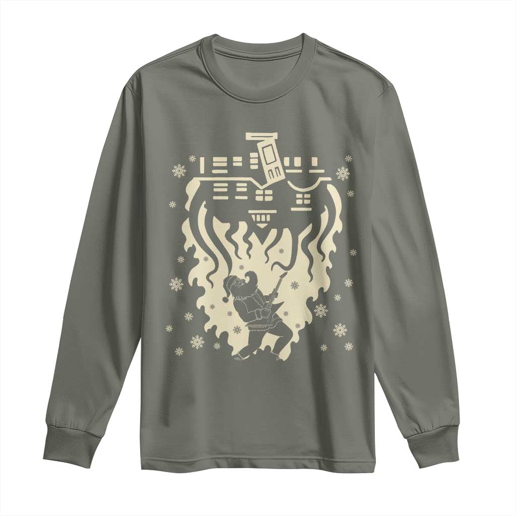 Funny Stranger Christmas Long Sleeve Shirt Heavy Metal Santa Upside Down - Wonder Print Shop