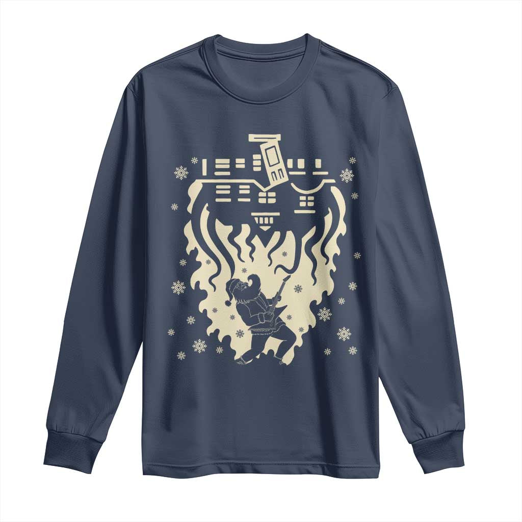 Funny Stranger Christmas Long Sleeve Shirt Heavy Metal Santa Upside Down - Wonder Print Shop