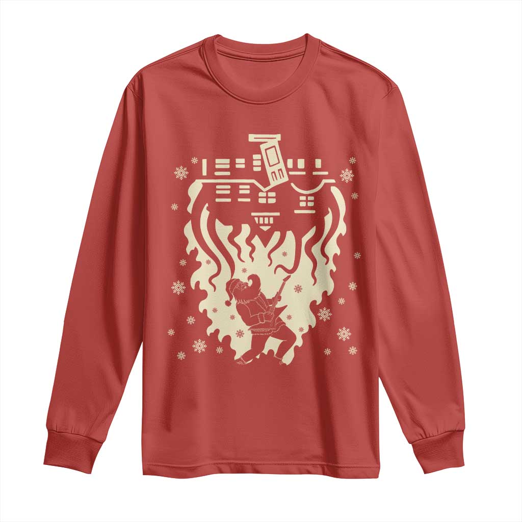 Funny Stranger Christmas Long Sleeve Shirt Heavy Metal Santa Upside Down - Wonder Print Shop