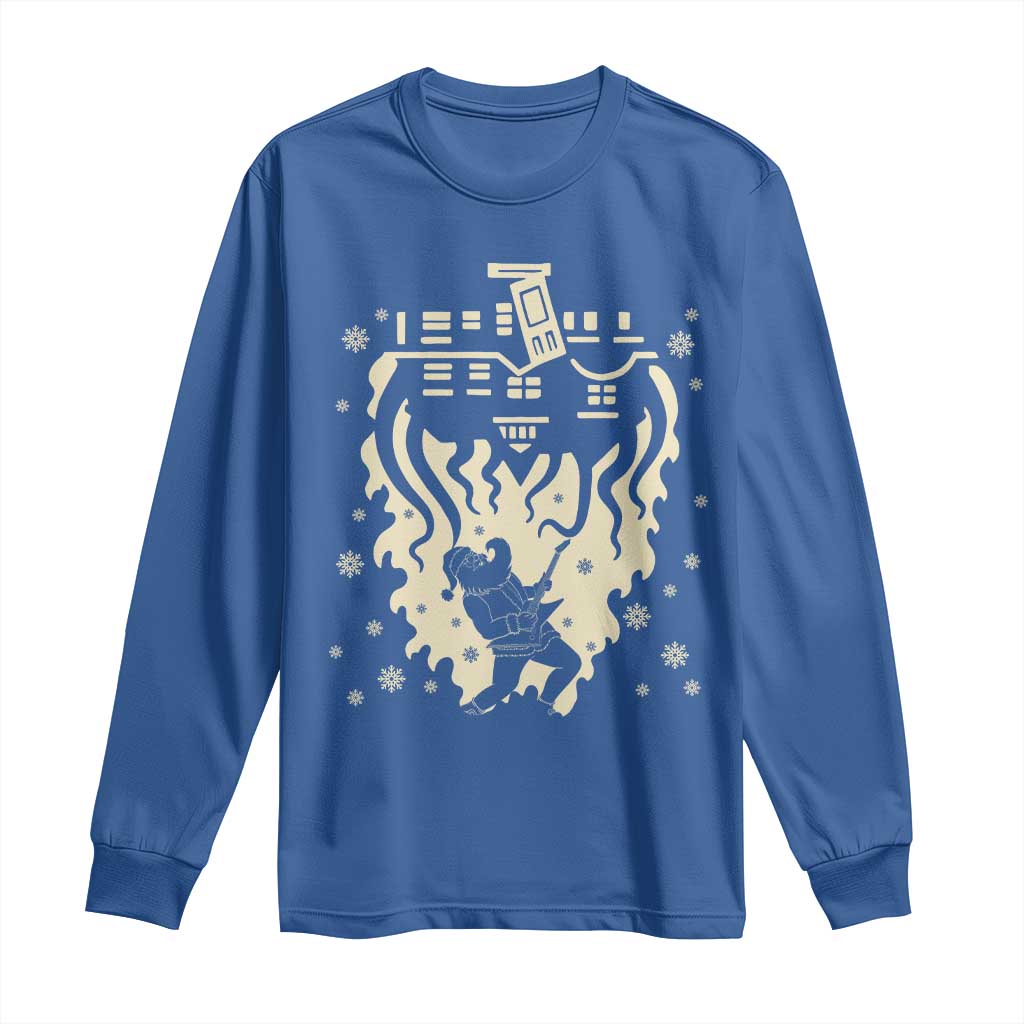 Funny Stranger Christmas Long Sleeve Shirt Heavy Metal Santa Upside Down - Wonder Print Shop