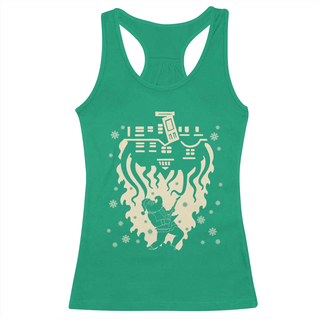 Funny Stranger Christmas Racerback Tank Top Heavy Metal Santa Upside Down - Wonder Print Shop