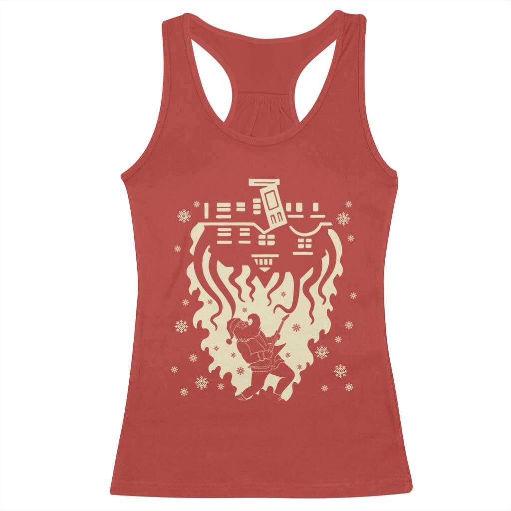 Funny Stranger Christmas Racerback Tank Top Heavy Metal Santa Upside Down - Wonder Print Shop