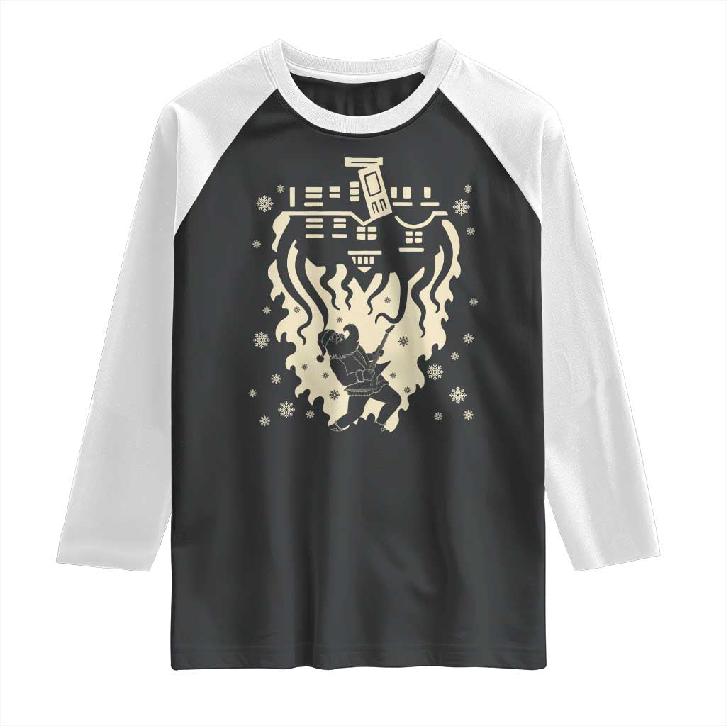 Funny Stranger Christmas Raglan Shirt Heavy Metal Santa Upside Down - Wonder Print Shop