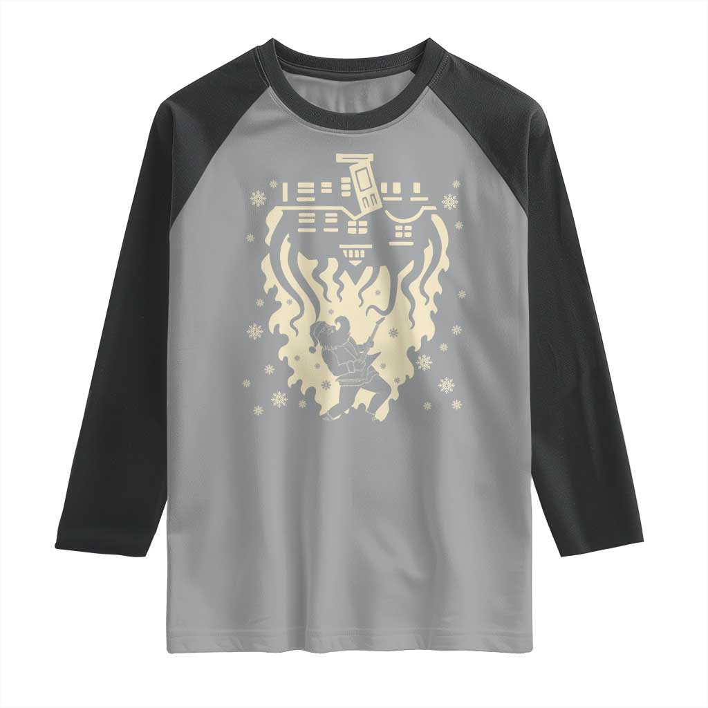 Funny Stranger Christmas Raglan Shirt Heavy Metal Santa Upside Down - Wonder Print Shop