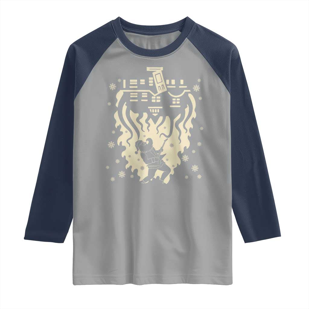 Funny Stranger Christmas Raglan Shirt Heavy Metal Santa Upside Down - Wonder Print Shop