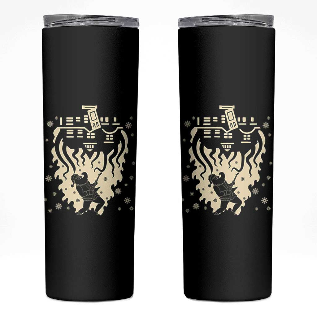 Funny Stranger Christmas Skinny Tumbler Heavy Metal Santa Upside Down - Wonder Print Shop