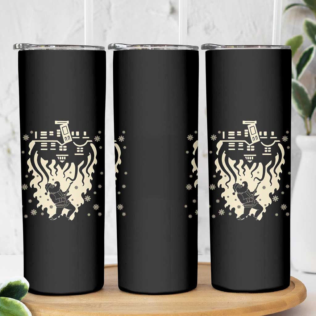 Funny Stranger Christmas Skinny Tumbler Heavy Metal Santa Upside Down - Wonder Print Shop