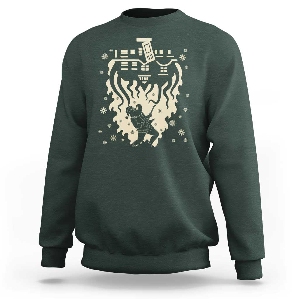 Funny Stranger Christmas Sweatshirt Heavy Metal Santa Upside Down - Wonder Print Shop