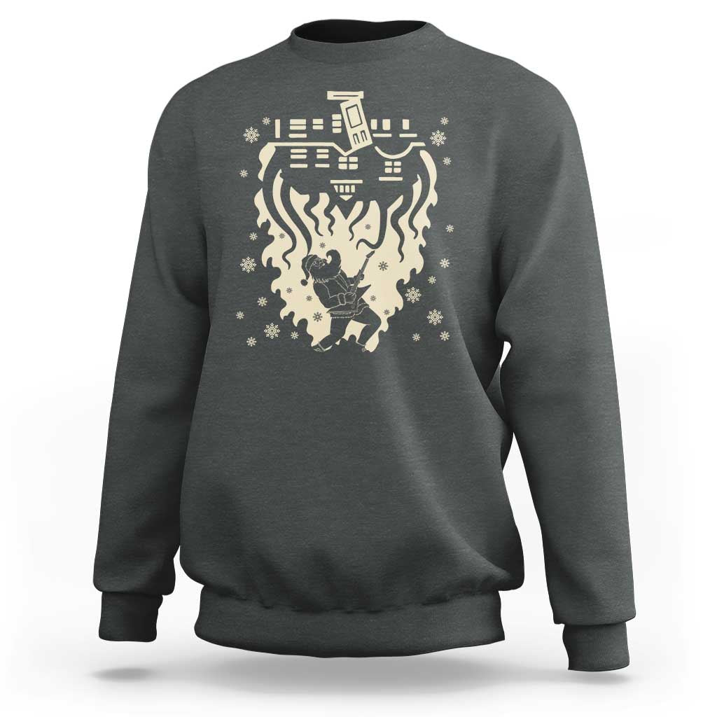 Funny Stranger Christmas Sweatshirt Heavy Metal Santa Upside Down - Wonder Print Shop