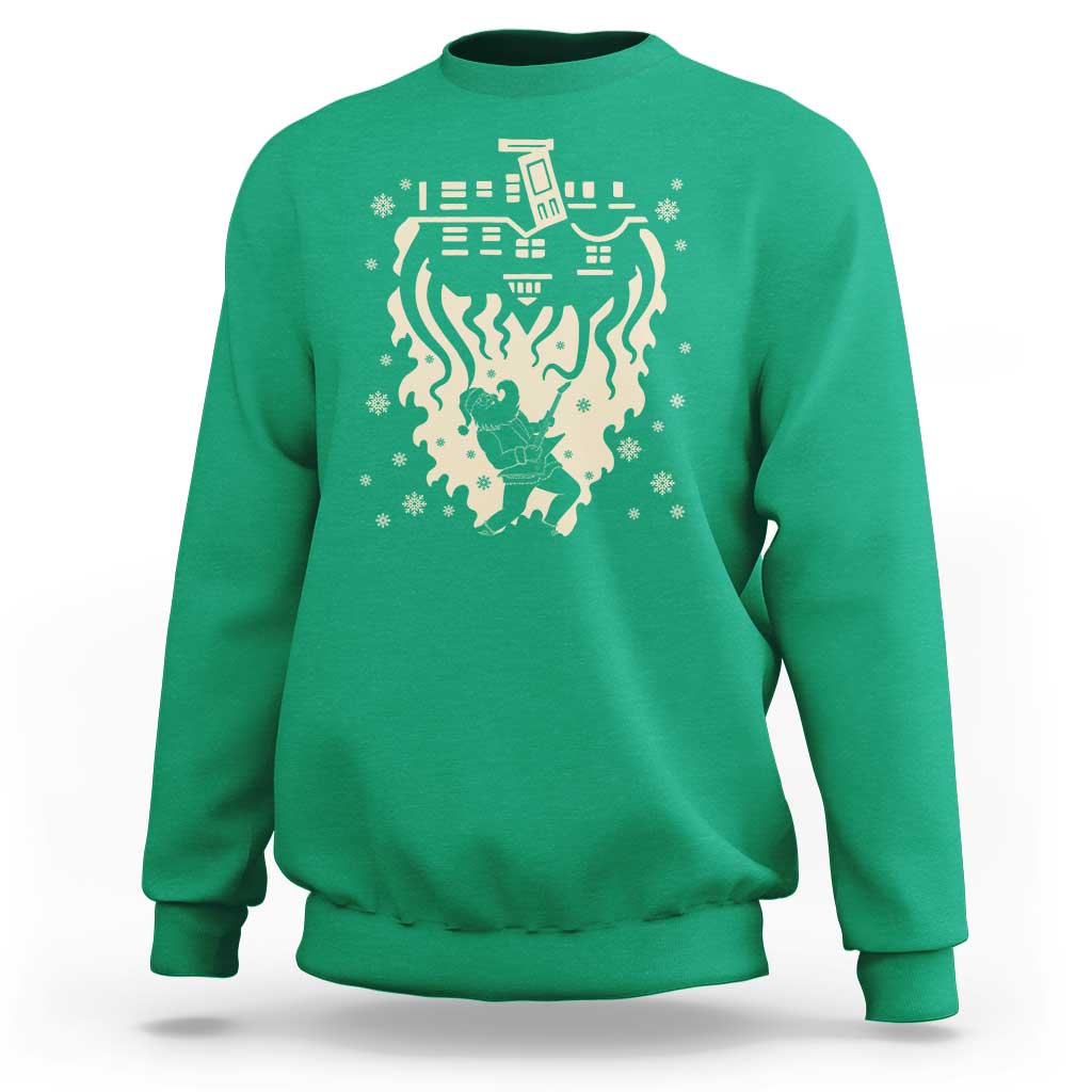 Funny Stranger Christmas Sweatshirt Heavy Metal Santa Upside Down - Wonder Print Shop