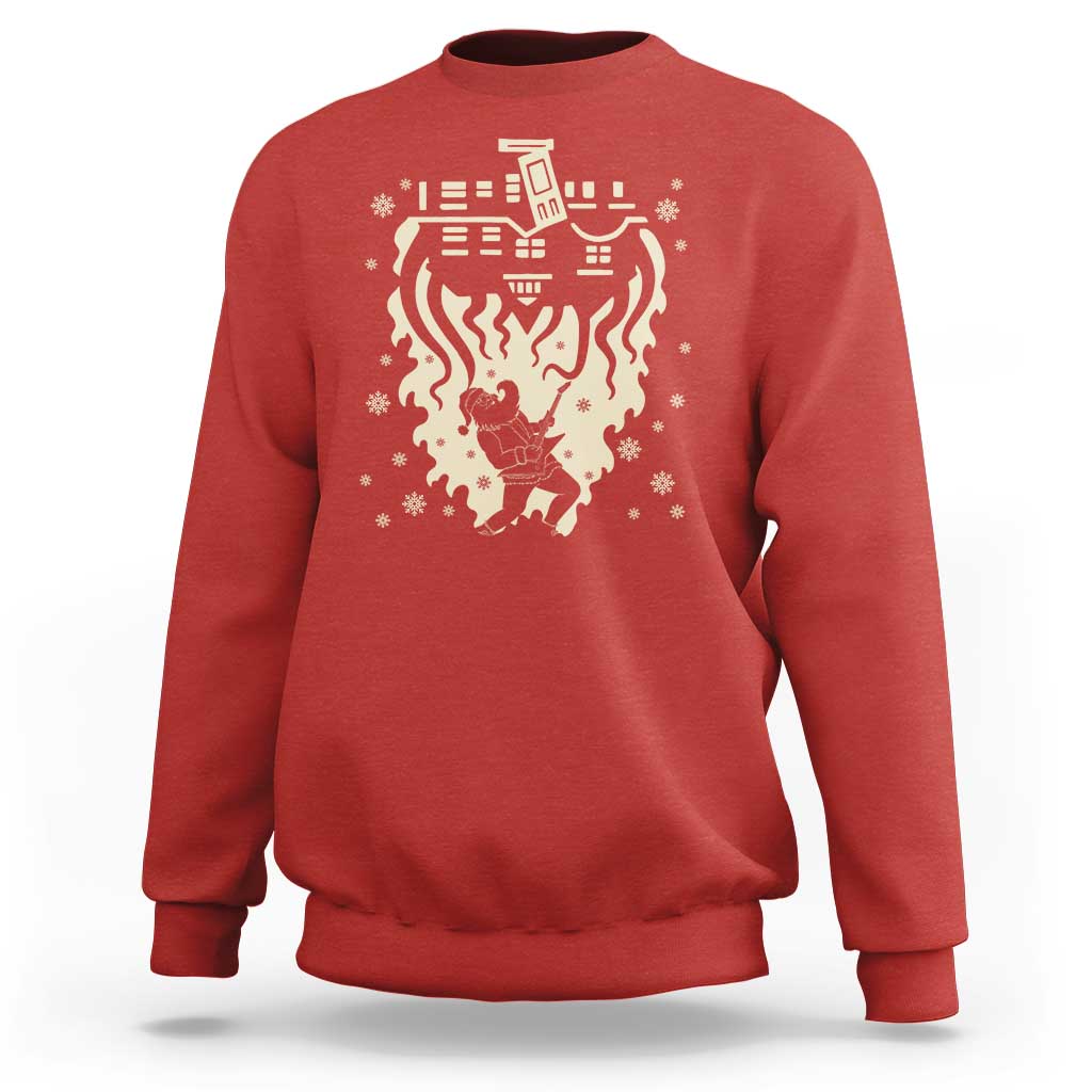 Funny Stranger Christmas Sweatshirt Heavy Metal Santa Upside Down - Wonder Print Shop