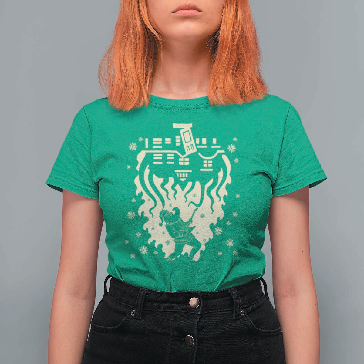 Funny Stranger Christmas T Shirt For Women Heavy Metal Santa Upside Down - Wonder Print Shop