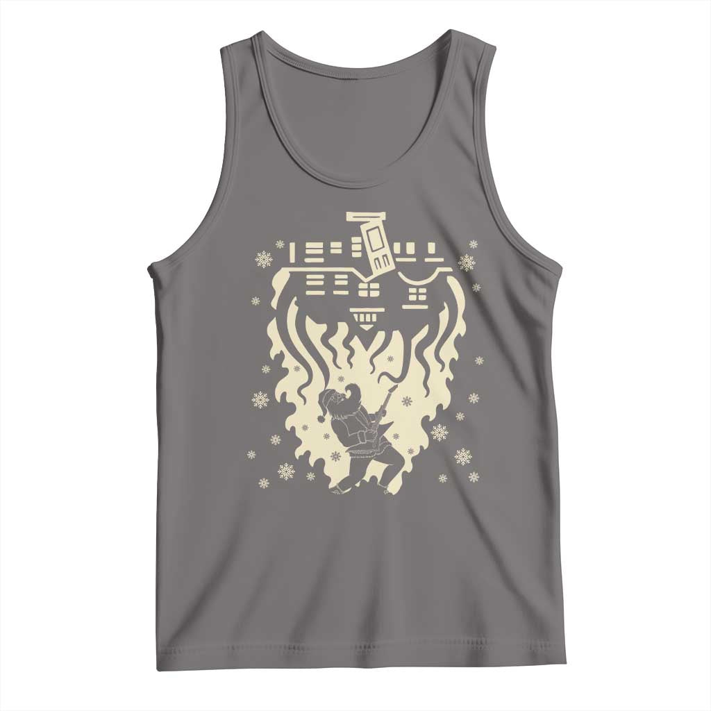 Funny Stranger Christmas Tank Top Heavy Metal Santa Upside Down - Wonder Print Shop