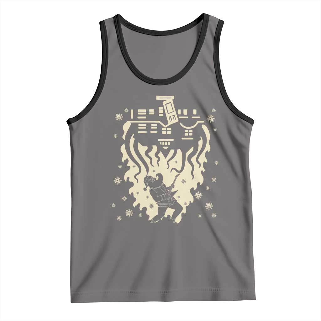 Funny Stranger Christmas Tank Top Heavy Metal Santa Upside Down - Wonder Print Shop