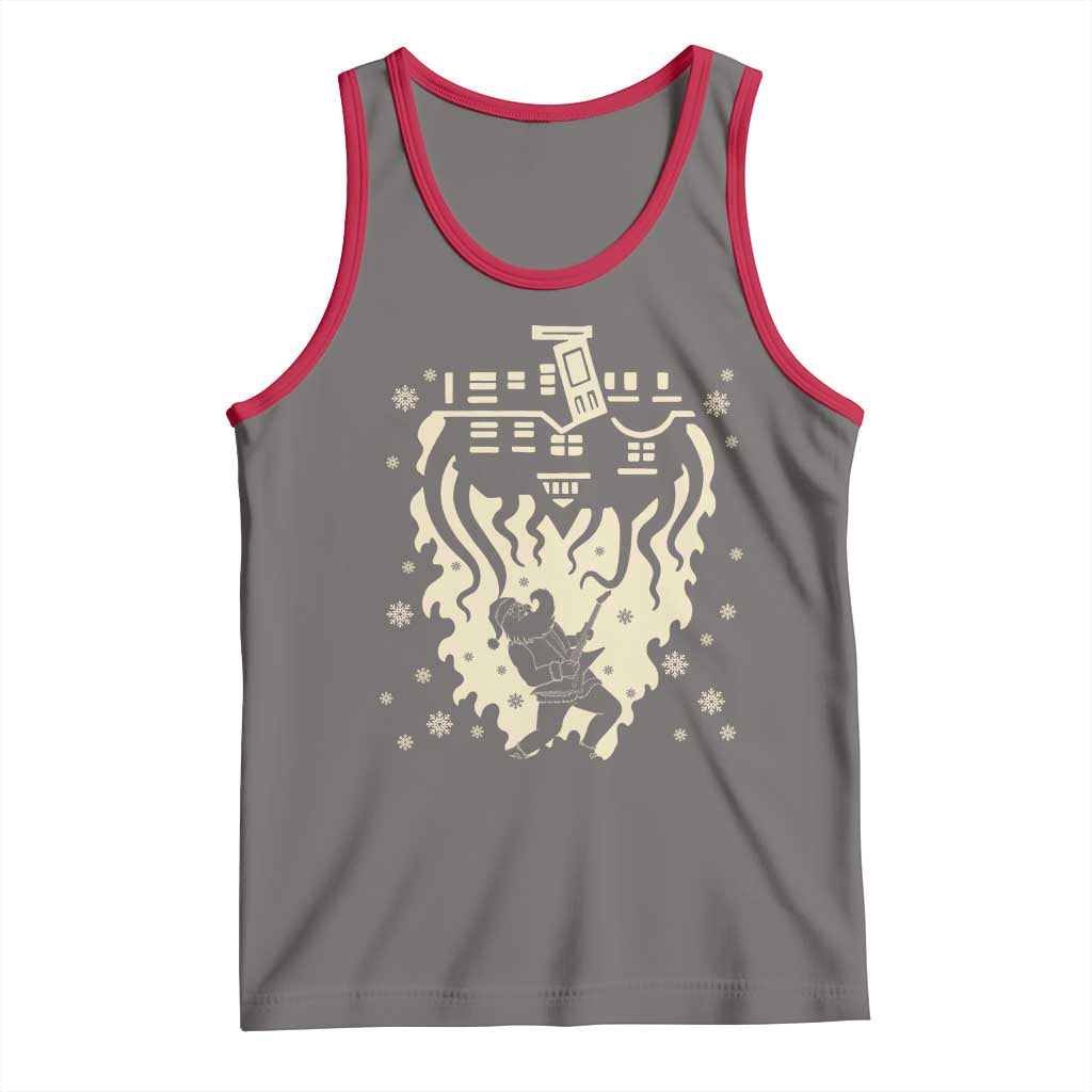 Funny Stranger Christmas Tank Top Heavy Metal Santa Upside Down - Wonder Print Shop