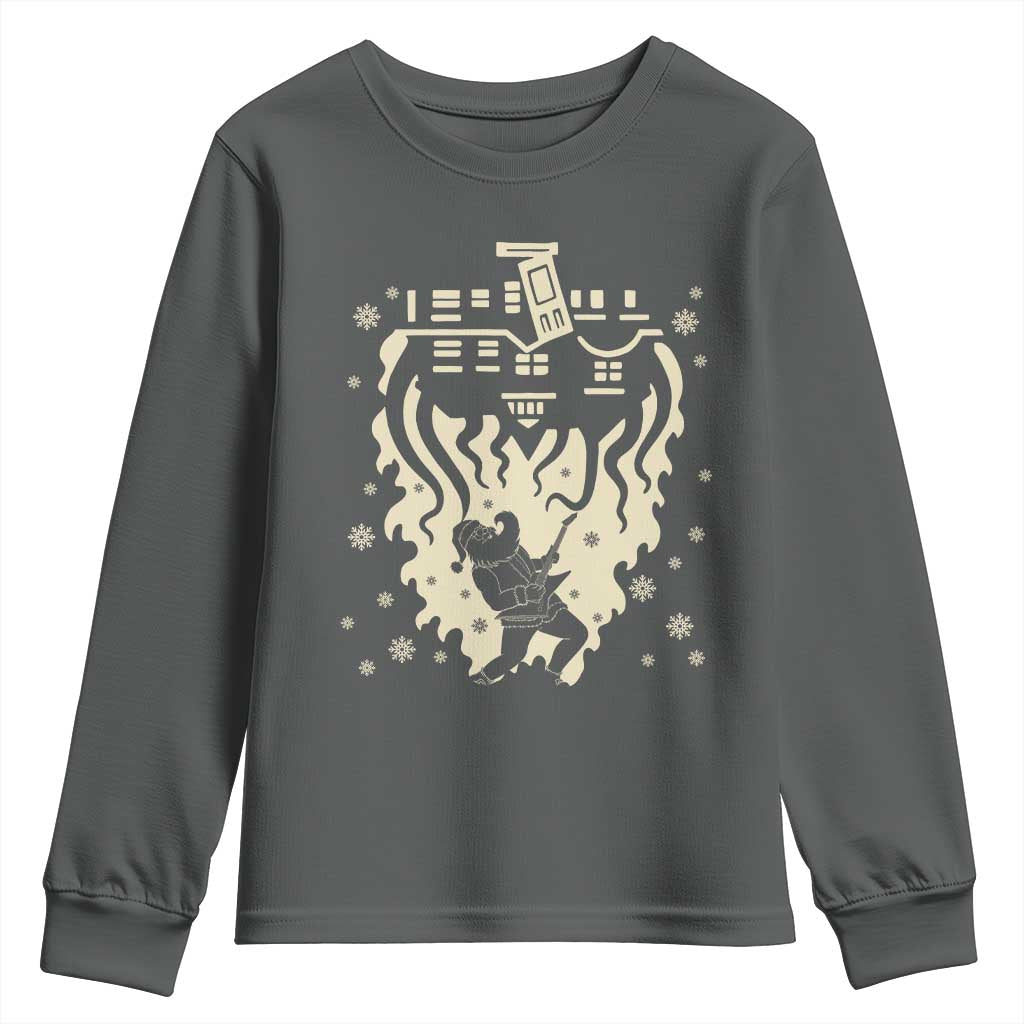 Funny Stranger Christmas Youth Sweatshirt Heavy Metal Santa Upside Down - Wonder Print Shop