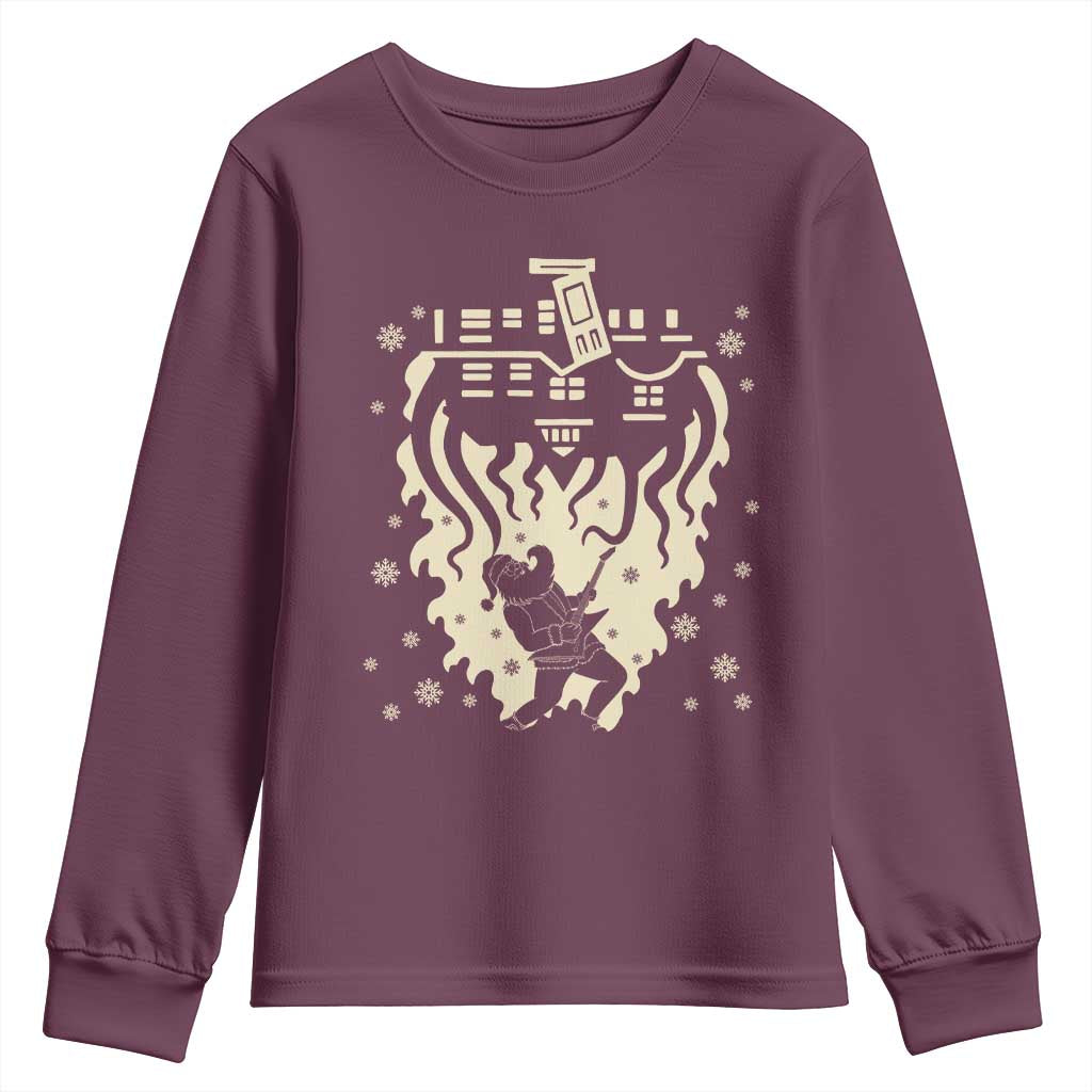 Funny Stranger Christmas Youth Sweatshirt Heavy Metal Santa Upside Down - Wonder Print Shop