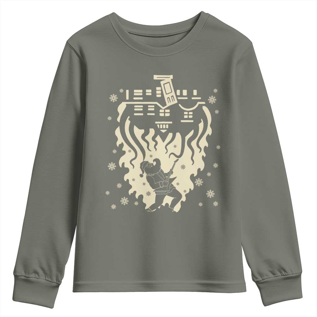 Funny Stranger Christmas Youth Sweatshirt Heavy Metal Santa Upside Down - Wonder Print Shop