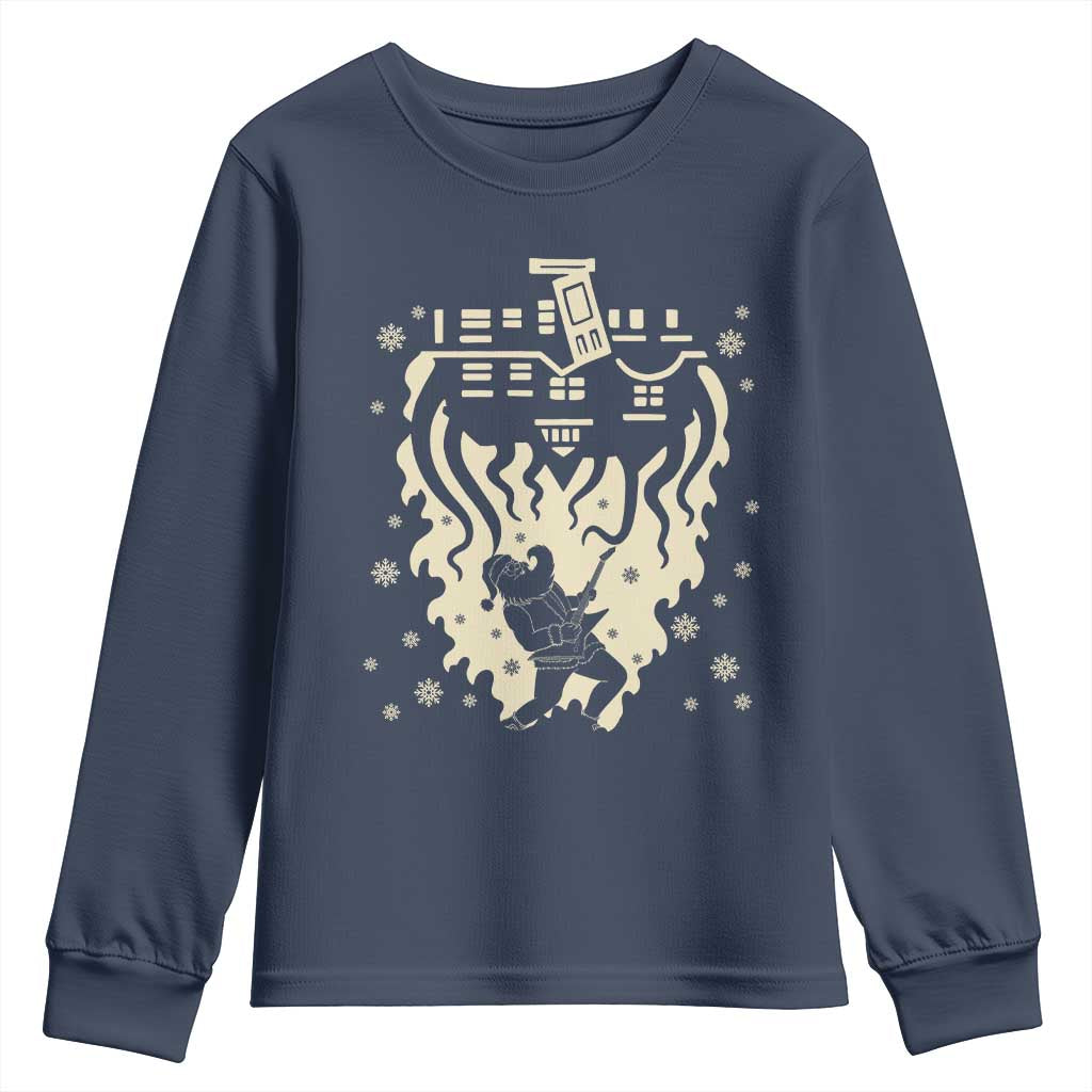 Funny Stranger Christmas Youth Sweatshirt Heavy Metal Santa Upside Down - Wonder Print Shop