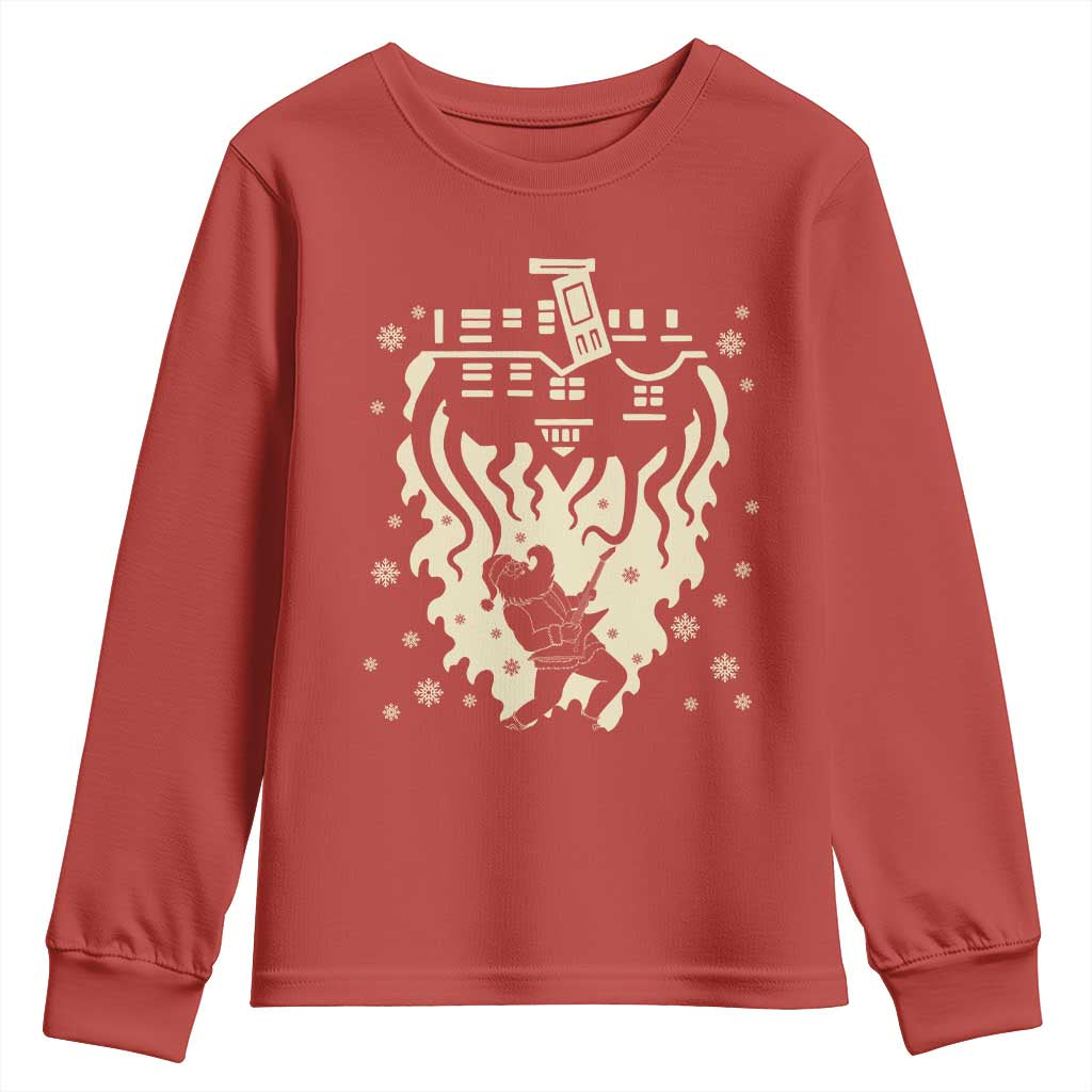 Funny Stranger Christmas Youth Sweatshirt Heavy Metal Santa Upside Down - Wonder Print Shop