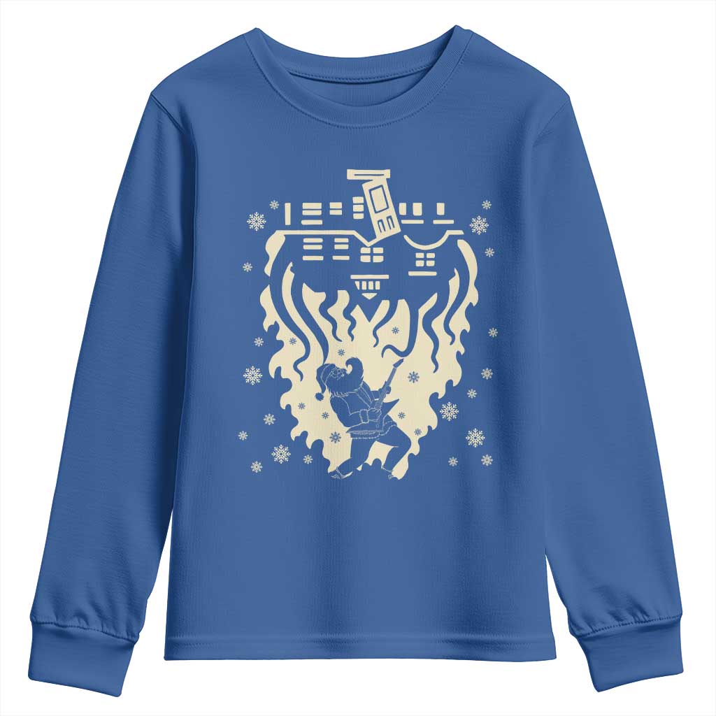 Funny Stranger Christmas Youth Sweatshirt Heavy Metal Santa Upside Down - Wonder Print Shop